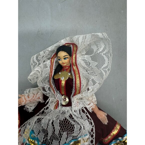 Vintage Traditional European Folk Doll Lace Dress & Velvet Accents Figurine READ - Picture 2 of 7